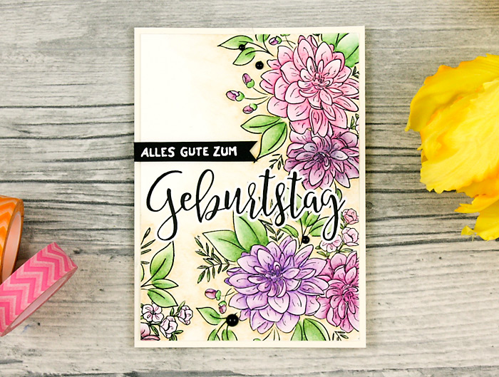 wieesmirgefaellt.de | Schnelle Blümchenkarten - Qickly made flower cards | Wplus9 Dahlia | Aquarell - water color
