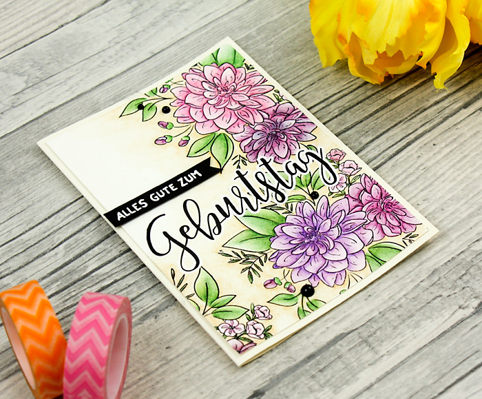 wieesmirgefaellt.de | Schnelle Blümchenkarten - Qickly made flower cards | Wplus9 Dahlia | Aquarell - water color